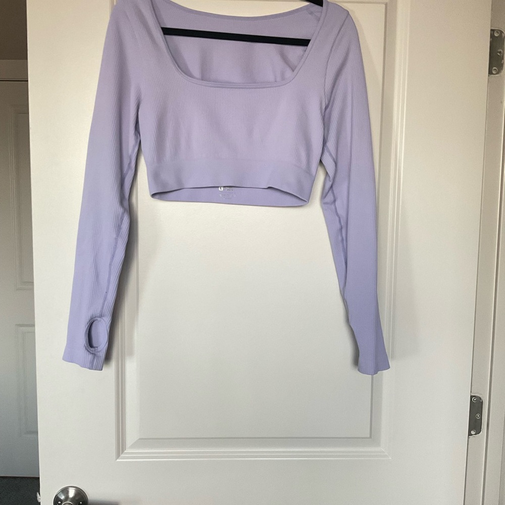 Black & Lavender Long Sleeve Crop Top Set